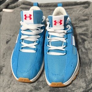 Under Armour Blue Athletic Shoes with Pink Logo